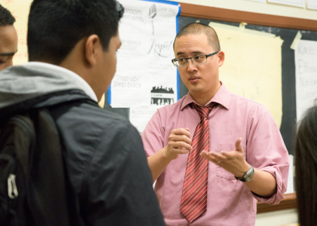 David Ko explains an assignment to students in his ethnic studies class at Washington High School in San Francisco. A Stanford study finds academic gains after taking the class. (Photo: Marc Franklin)