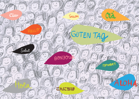 illustration of "hello" in many languages