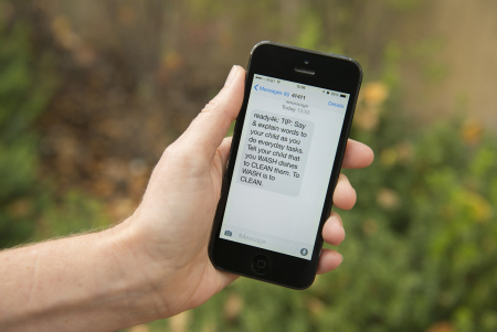Stanford researchers find promising results from program that uses text messages, like this one, to support parents in helping their children learn to read. (Linda A. Cicero/Stanford News Service)