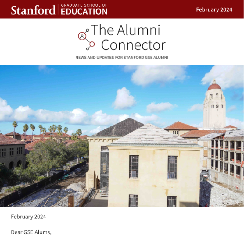 Preview screenshot of the February 2024 issue of Alumni Connector