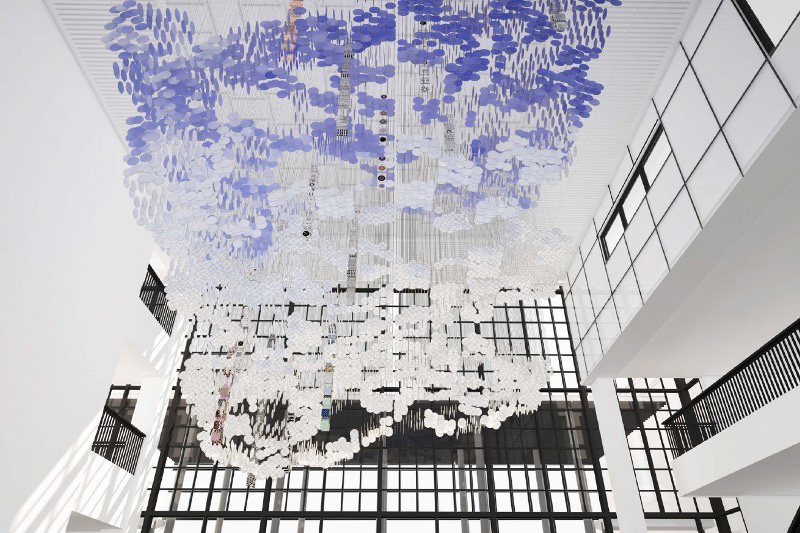 Art installation, The Gravity of the Sun, by Jacob Hashimoto.