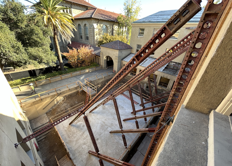 A photo of the sunken garden being constructed as part of the new GSE campus construction project. (Photo courtesy McCarthy Construction)