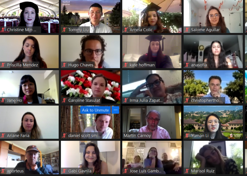 Screenshot of attendees on a Zoom conference call.