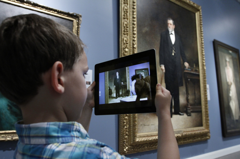 The TandemArt app is "kid tested" at Stanford's Cantor Arts Center (Photo by Paul Sakuma)