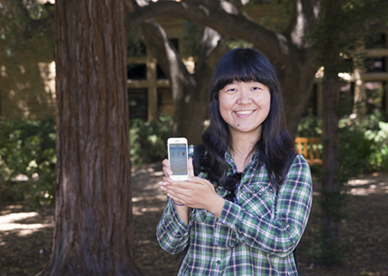 Mingming Jiang developed a social mobile application for her LDT project called "Releaf" that addresses student wellness. (Photo: Marc Franklin)