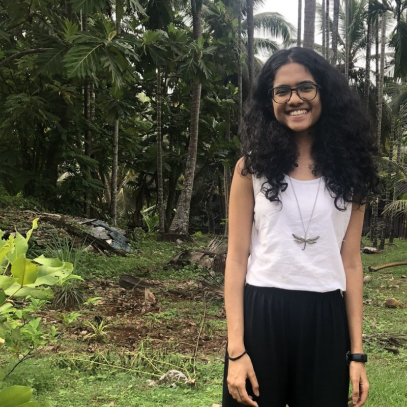 Akshatha Kamath near her home in India