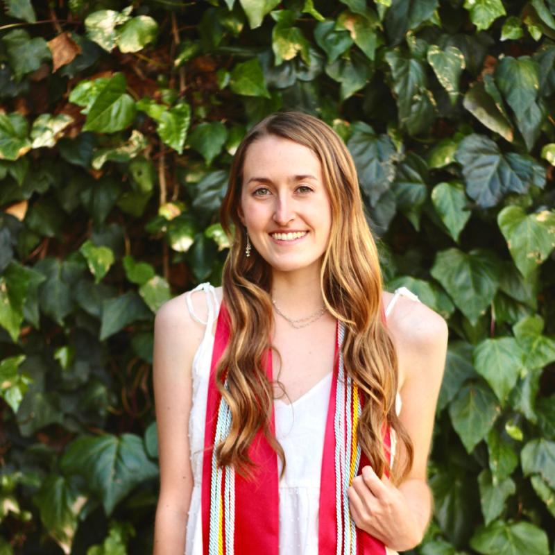 Emma Clark with her graduation stole and tassels