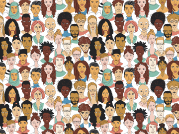 Image of many faces reflecting diversity