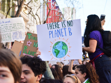 Photo of students protesting for climate change action