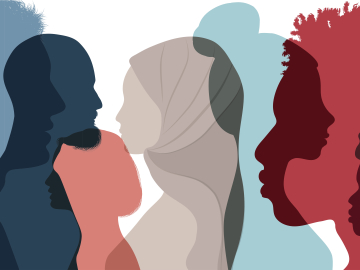 Illustration of silhouette of multiethnic adults