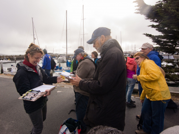 Photo of Nicole Ardoin distributing surveys