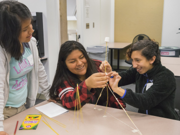 Students at a Youcubed workshop do an activity with sticks and marshmallows