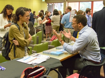 Students met with employers at the 2015 spring Stanford Graduate School of Education career fair