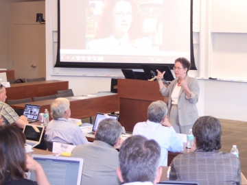 Linda Darling-Hammond, professor emeritus of education, lectures to district leaders in an EPEL session. (Photo: Marc Franklin)