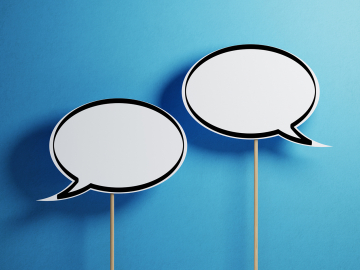 empty speech bubbles on a blue background